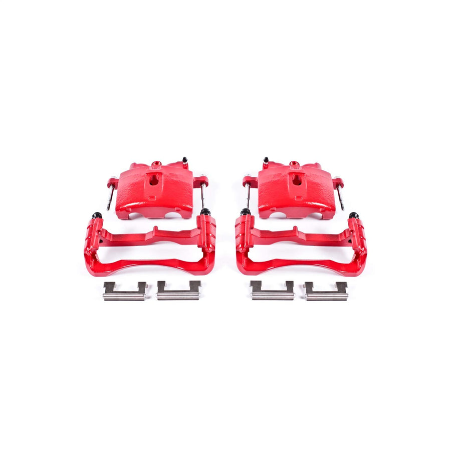 Power Stop S4730 Front High-Temp Pair of Red Powder Coated Calipers for Cadillac Deville DTS | Chevy Express Silverado Suburban | GMC Savana Sierra Yukon | Hummer H2 [Application Specific]