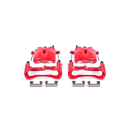 Power Stop S4730 Front High-Temp Pair of Red Powder Coated Calipers for Cadillac Deville DTS | Chevy Express Silverado Suburban | GMC Savana Sierra Yukon | Hummer H2 [Application Specific]