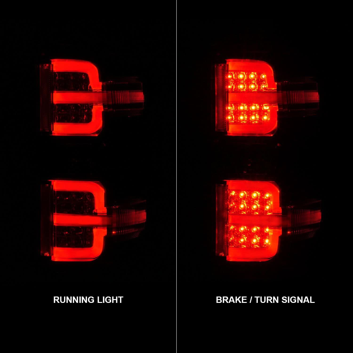 15-19 Chevy Silverado 2500HD/3500HD (Halgn Only) LED Tail Lights w/Smoke Light Bar & Clear Lens ANZO USA (311426)