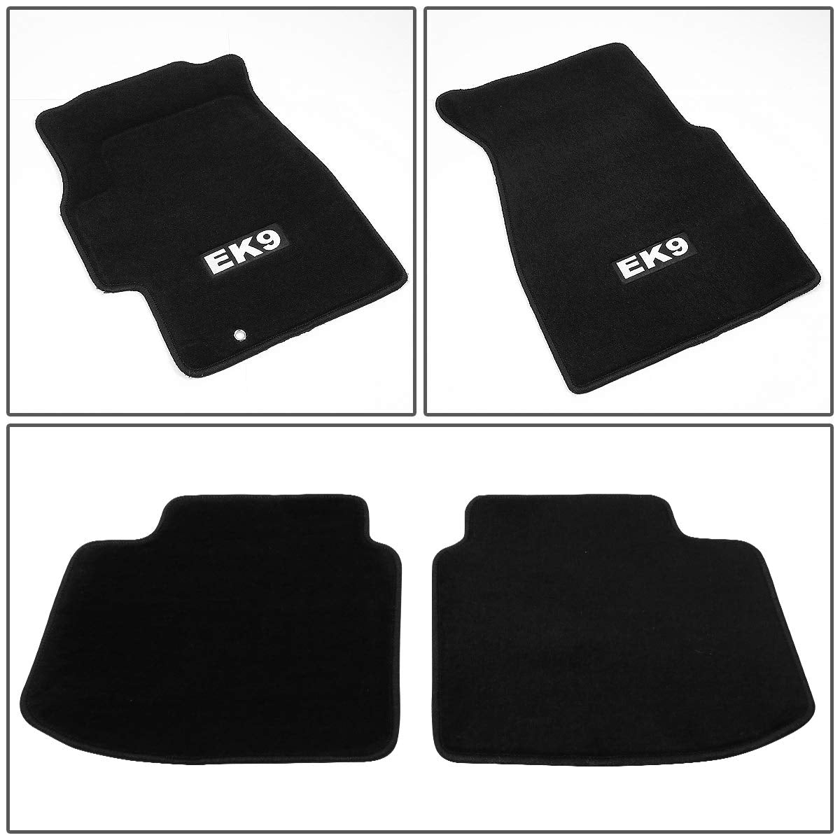 Floor Mats NRG Innovations Compatible with 96-00 Honda Civic, 4 Pieces Fiber Nylon Car Flooring Protection Interior Carpets with Logo, Black, NRG-FMR-130-LOGO