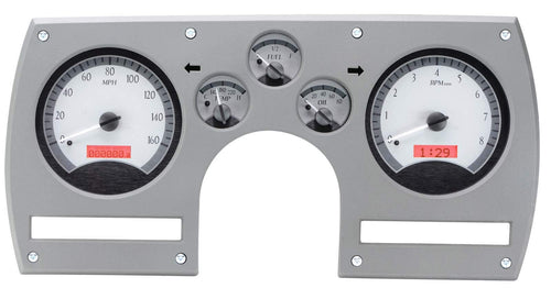 Dakota Digital VHX-82C-CAM-S-R Analog Dash Gauge System Compatible with 1982-89 Chevy Camaro Silver Alloy Red Backlighting