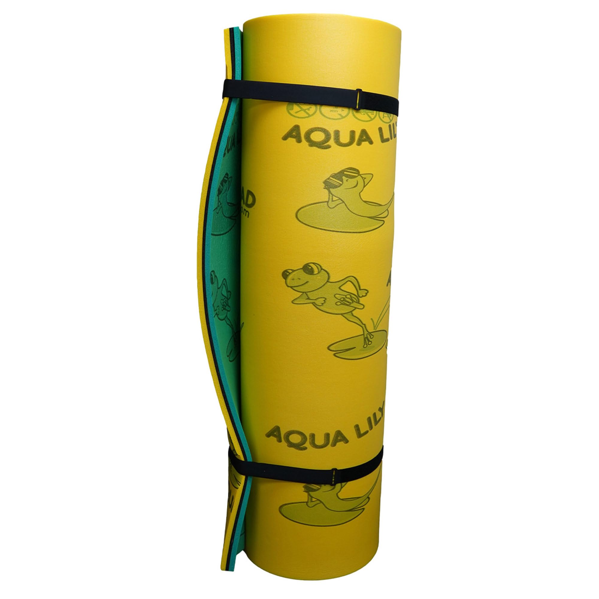 Aqua Lily Pad Floating Mat, Foam Lake Float with Duracore, 6’ x 20’, Yellow/Green
