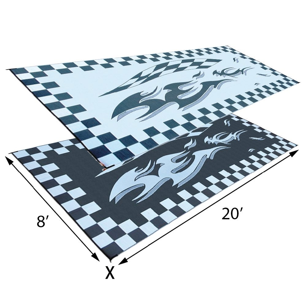 Camping Stylish HC1 Black/Flag 8' x 20' Checkered Mat