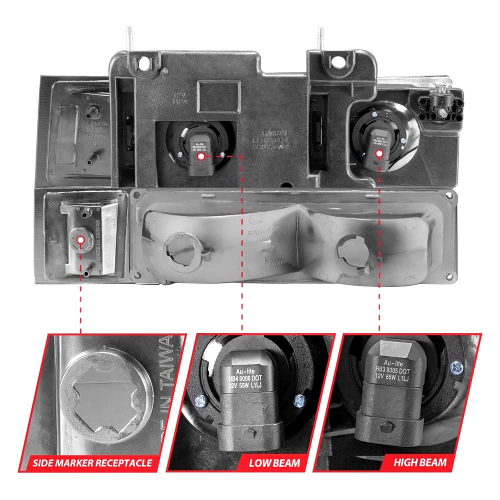 ANZO 88-98 Chevrolet C1500 Crystal Headlights Chrome Housing w/Signal and Side Marker Lights (111508)