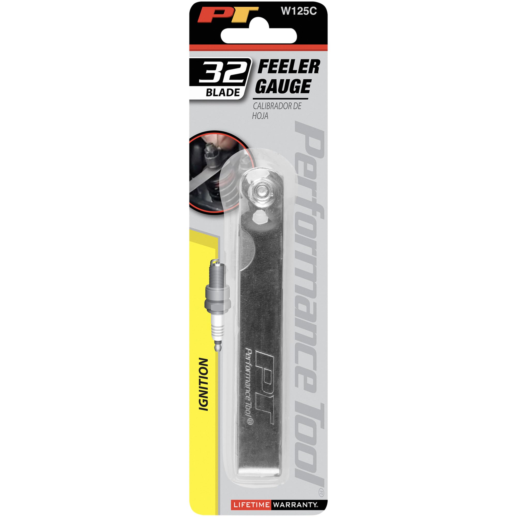 W125C Performance Tool: 32 Blade Metric and SAE Feeler Gauge Set with .010 Brass Blade for Transistorized Ignitions, 3-1/2 in. Long