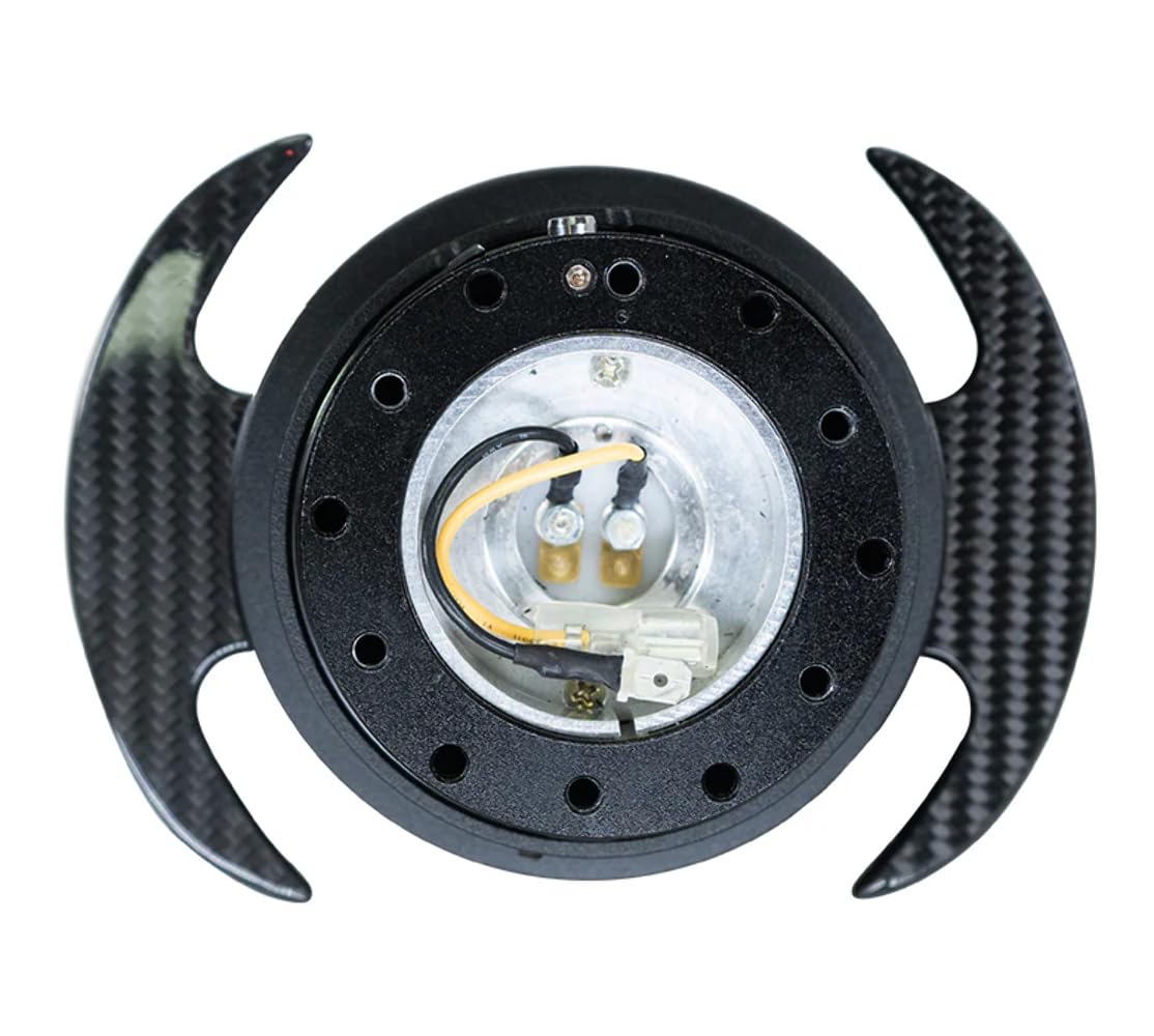 NRG Innovations GEN 3.0 NRG-SRK-650BK-CF Race Steering Wheel Quick Release Hub Adapter, 6-Hole Design & 6x70 and 6x74mm Bolt Patterns, Black Body/Black Ring With Carbon Fiber Handles
