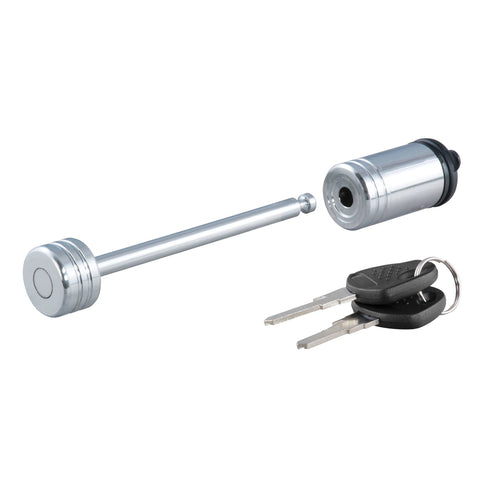 CURT Chrome Trailer Tongue Coupler Lock, 1/4-Inch Pin Diameter, Span Up to 3-3/8-Inch