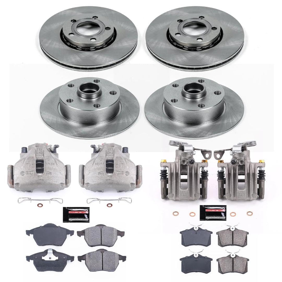 Power Stop KCOE2824 Replacement Autospeciality Front and Rear Caliper Kit- OE Rotors, Ceramic Brake Pads, Calipers For Audi A4 1998 [Model Specific]