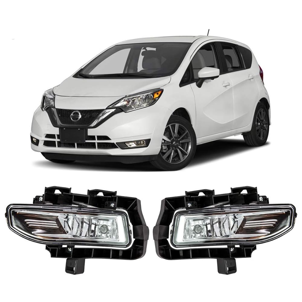 Winjet WJ30-0549-09 Clear Lens for 2017 2018 Nissan Versa Note Factory Style OE OEM Fitment Replacement Fog Light Driving Lamp Set Pair with Wiring Kit