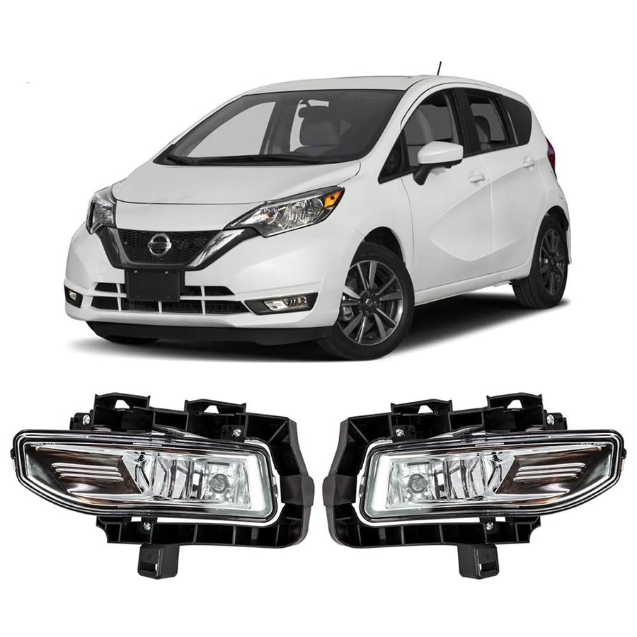 Winjet WJ30-0549-09 Clear Lens for 2017 2018 Nissan Versa Note Factory Style OE OEM Fitment Replacement Fog Light Driving Lamp Set Pair with Wiring Kit