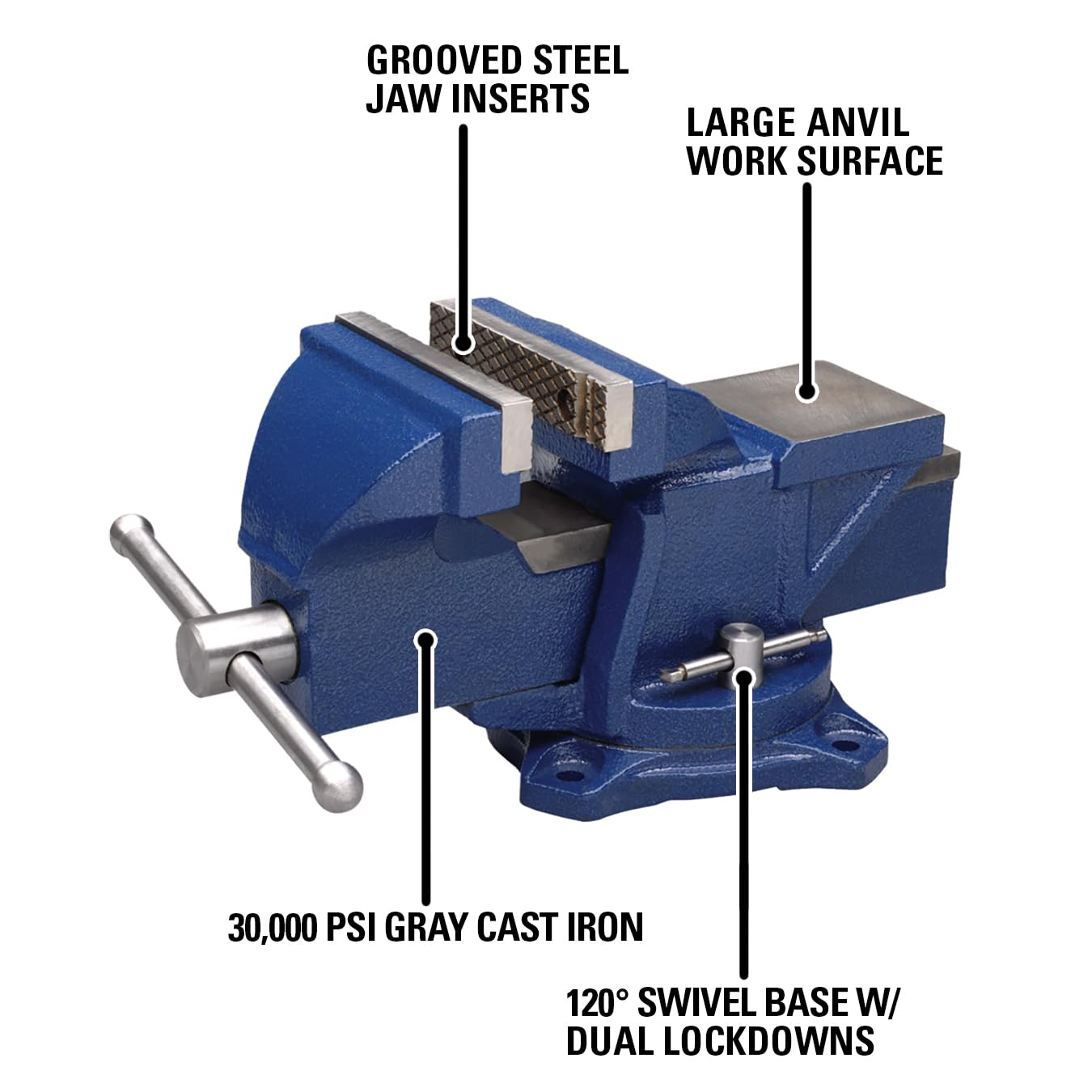 General Purpose Wilton Bench Vise, 4" Jaw Width, 3" Max Jaw Opening, 2-1/4" Throat (11104)