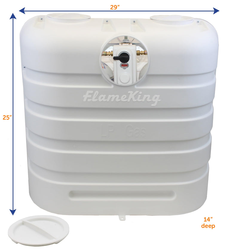 Flame King 30LB Dual LP Propane Tank Light Plastic Heavy Duty Cover for RV, Travel Trailer, Camper - White