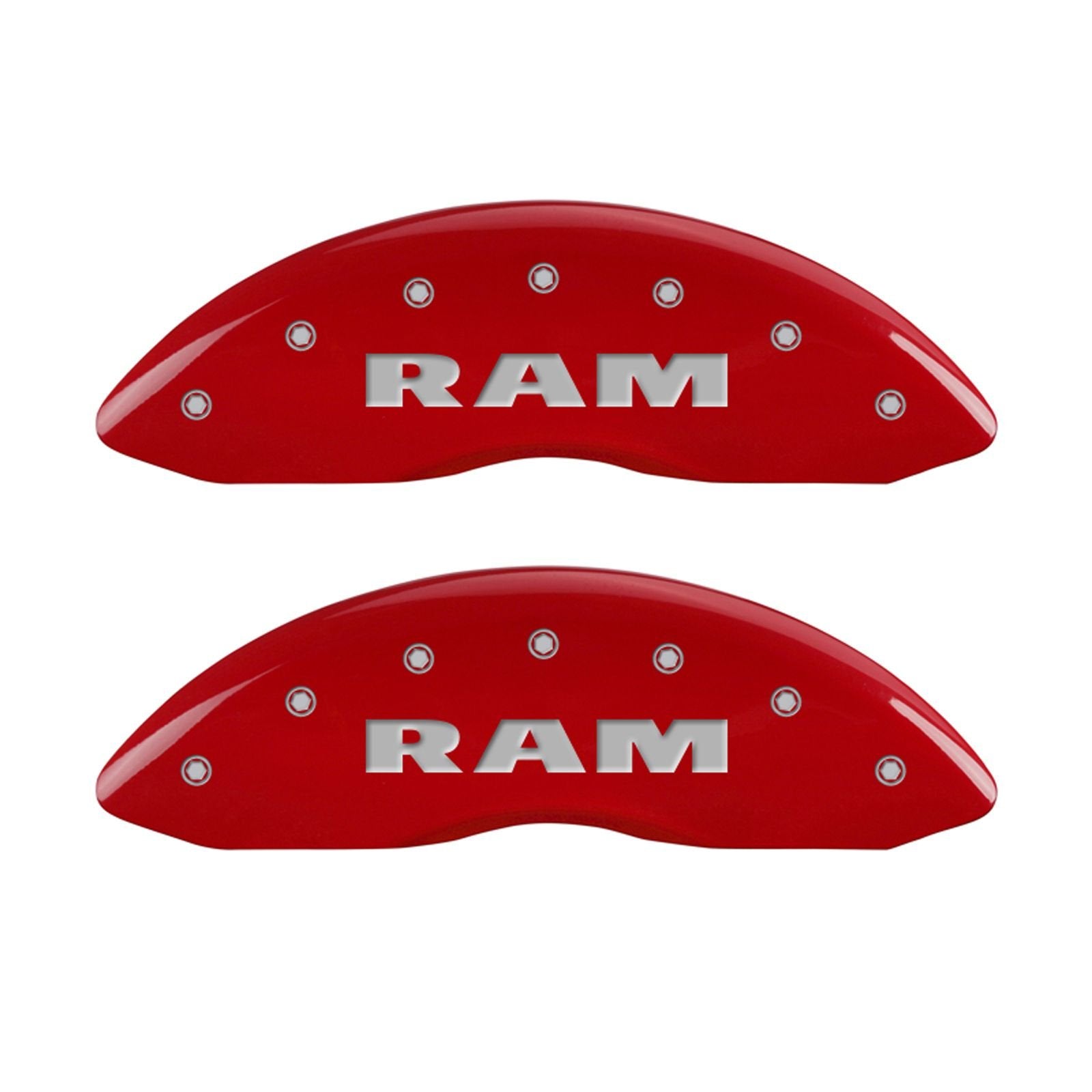 Brake Caliper Covers MGP - 2019-2020 Ram 1500 2021 Ram 1500 (55005s) Front and Rear Set - Ram Logo - Red