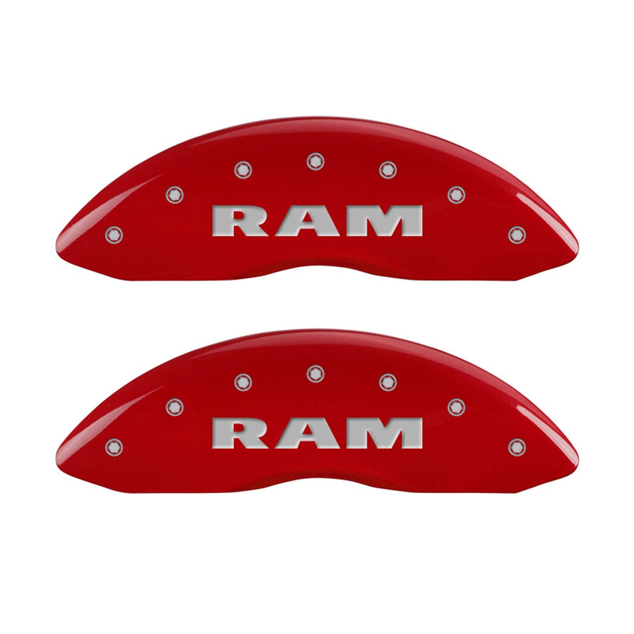 Brake Caliper Covers MGP - 2019-2020 Ram 1500 2021 Ram 1500 (55005s) Front and Rear Set - Ram Logo - Red