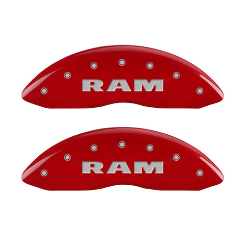 Brake Caliper Covers MGP - 2019-2020 Ram 1500 2021 Ram 1500 (55005s) Front and Rear Set - Ram Logo - Red