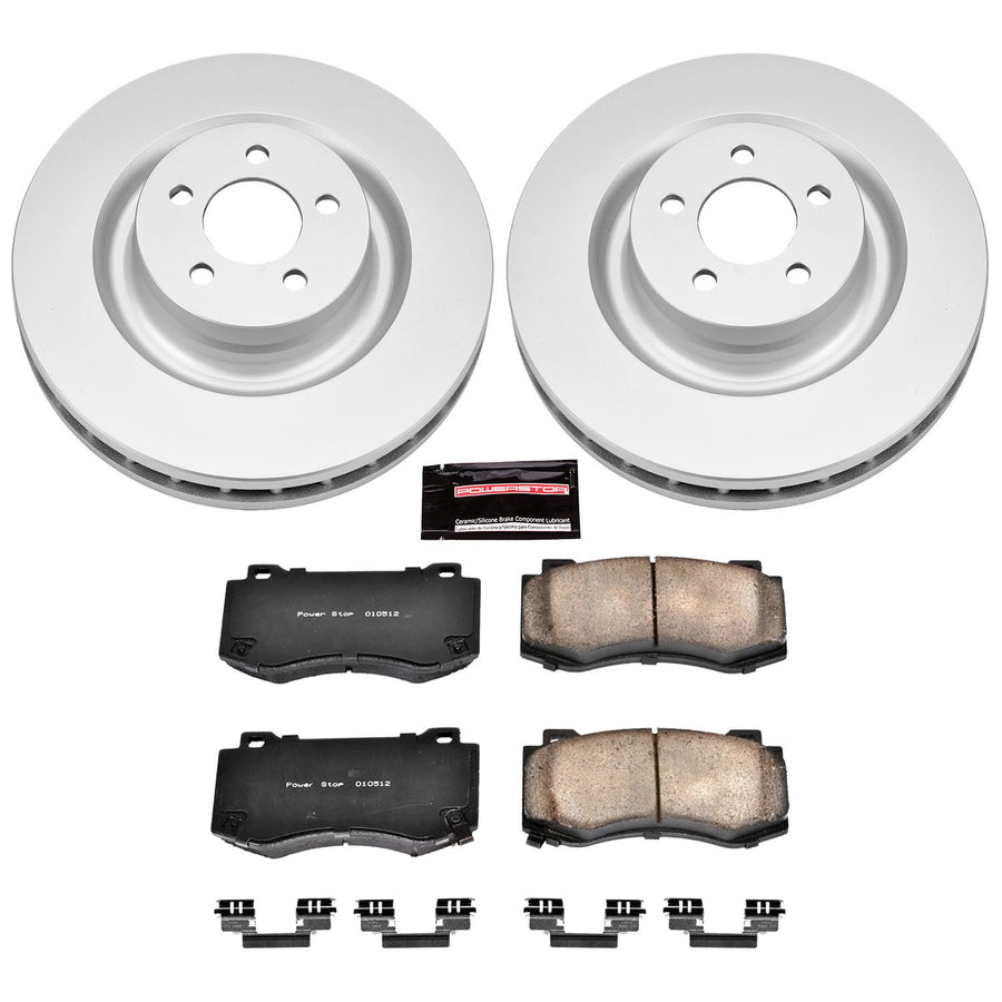 Power Stop CRK4695 Brake Rotor & Coated Ceramic Brake Pads- front For Chrysler 300, Dodge Challenger, Dodge Charger, Dodge Magnum [Model Specific]