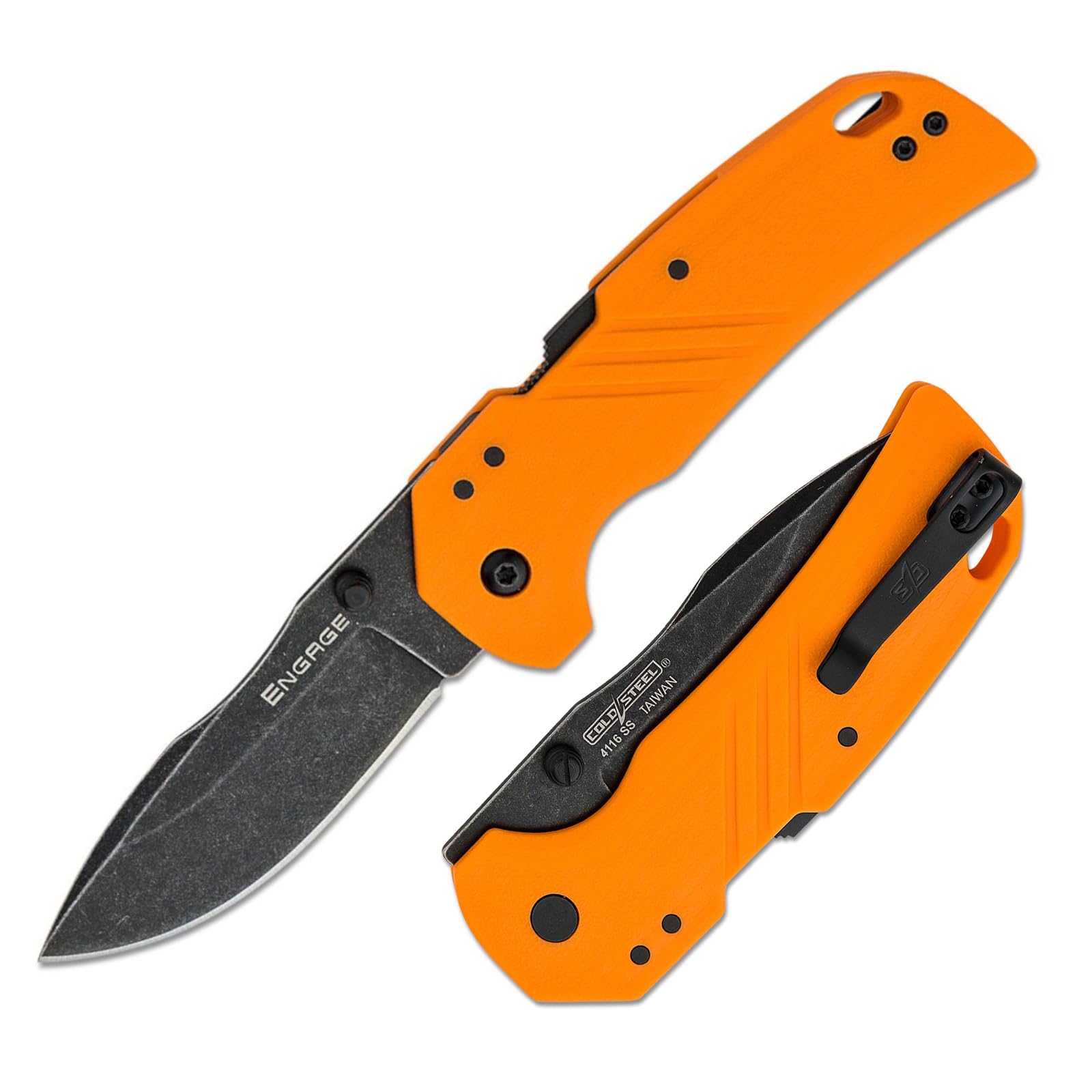 3" COLD STEEL Engage 4116SS Razor-Sharp Clip Point Blade 4.25" GFN Handle Everyday Carry Tactical Folding Knife with Atlas Lock