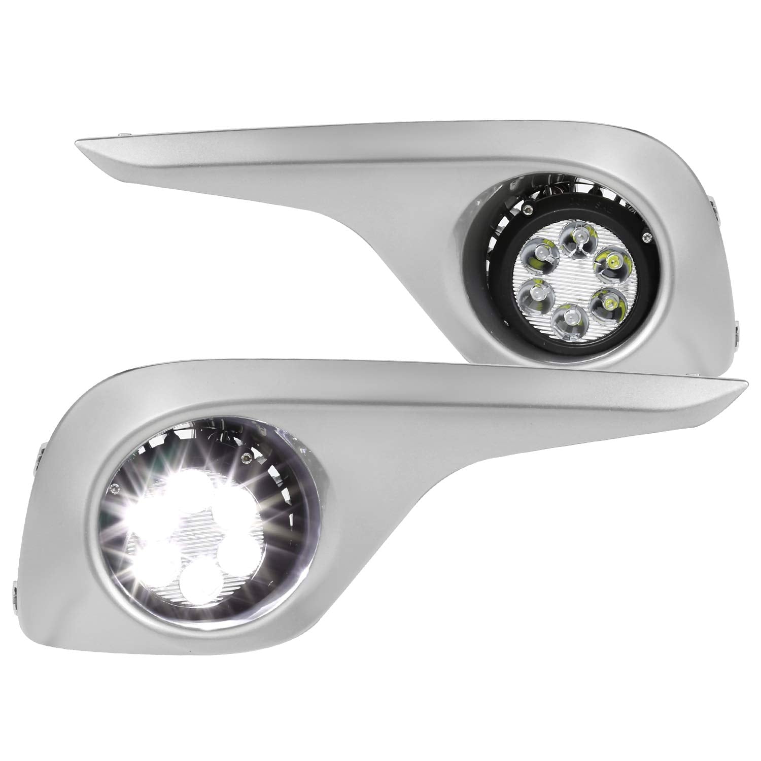 Spec-D Tuning LED Fog Lights Clear Lens +Built-In LED Bulbs+Switch Included Compatible with Toyota Highlander 2011-2013 L+R Pair Assembly