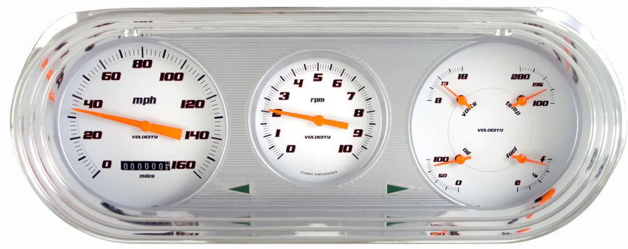 Classic Instruments Velocity White NO63VSW Direct Fit Gauge Package Fits 1963-1965 Nova Factory Instrument Bezel