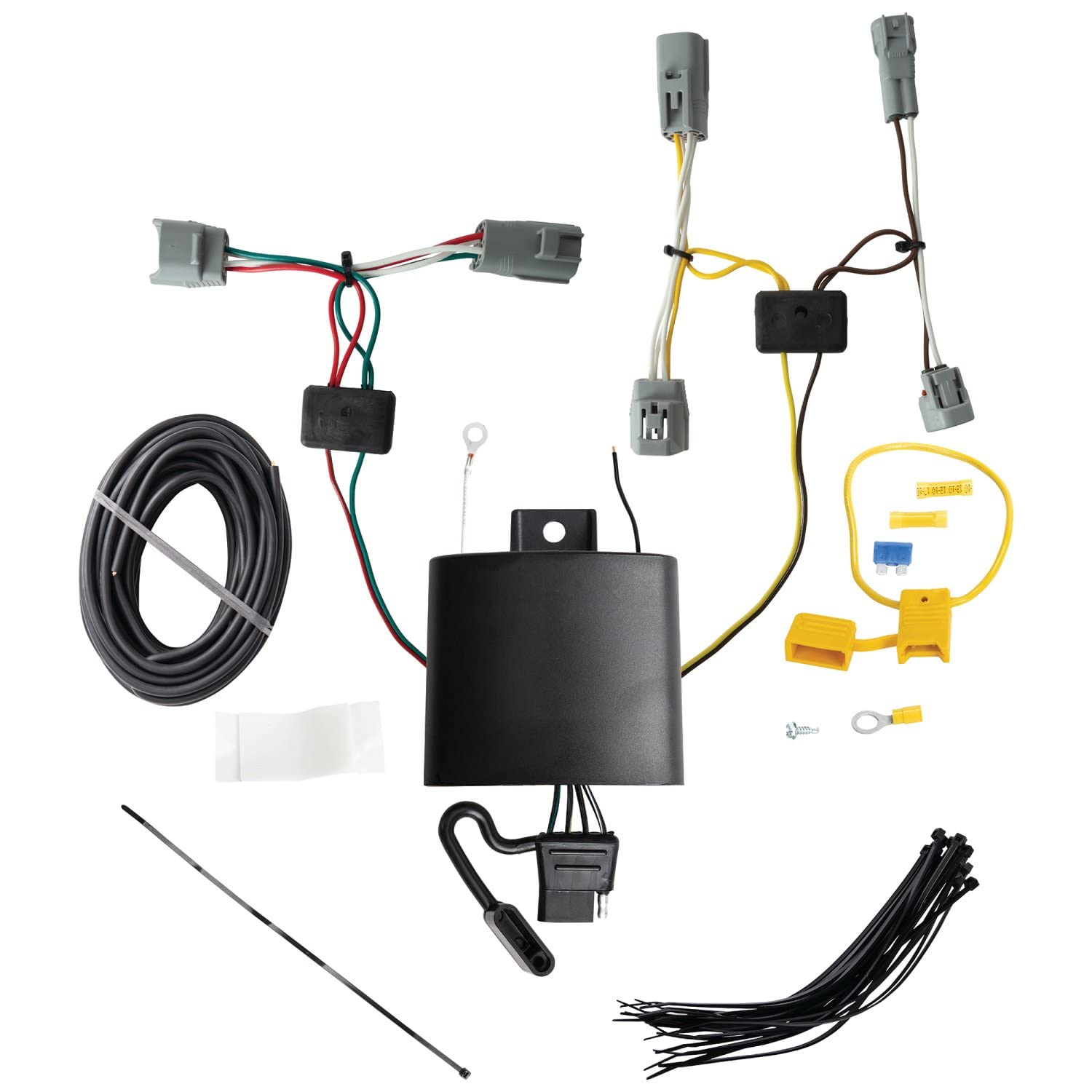 T-One Tow Connector Harness Assembly TEKONSHA 118864, 4-Way Flat, w/Circut Protected Modulite HD Module, Black, Compatible with 2022 Toyota Corolla Cross