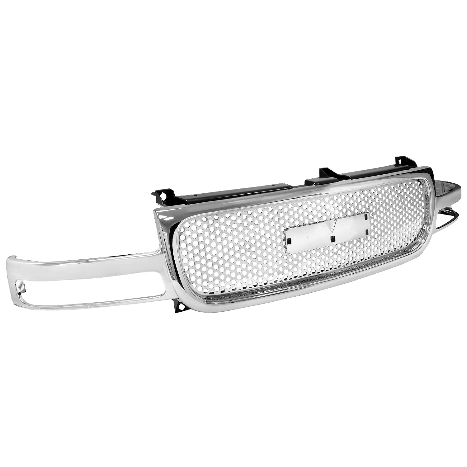 Upper Round Hole Mesh Spec-D Tuning Hood Grill Grille Chrome Compatible with 2000-2006 GMC Yukon Xl