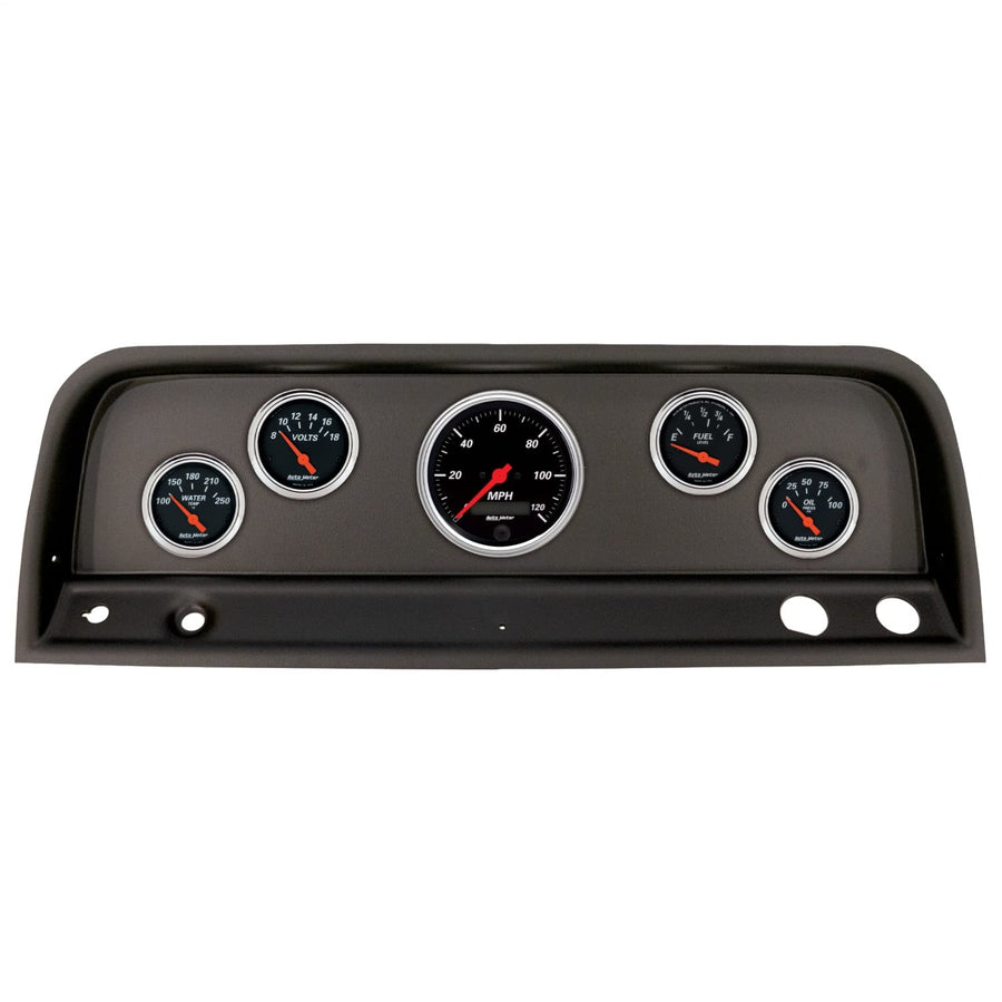 AutoMeter Dash Kit Direct Fit, (3 3/8" X1, 2 1/16" X4), Chevrolet Truck 64-66, Designer Black (2109-06)
