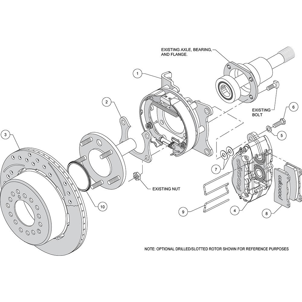 Wilwood Small Ford Red Park Brake Kit Dynapro Dust-Boot P/S Offset 2.50in by Wilwood