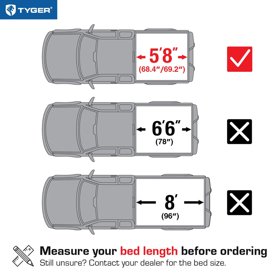 Tyger Auto T1 Soft Roll Up Tonneau Cover Truck Bed Compatible with 2004-2006 Chevy Silverado / GMC Sierra 1500 | 2007 Classic ONLY | Fleetside 5'8" Bed (69") | TG-BC1C9008, Black
