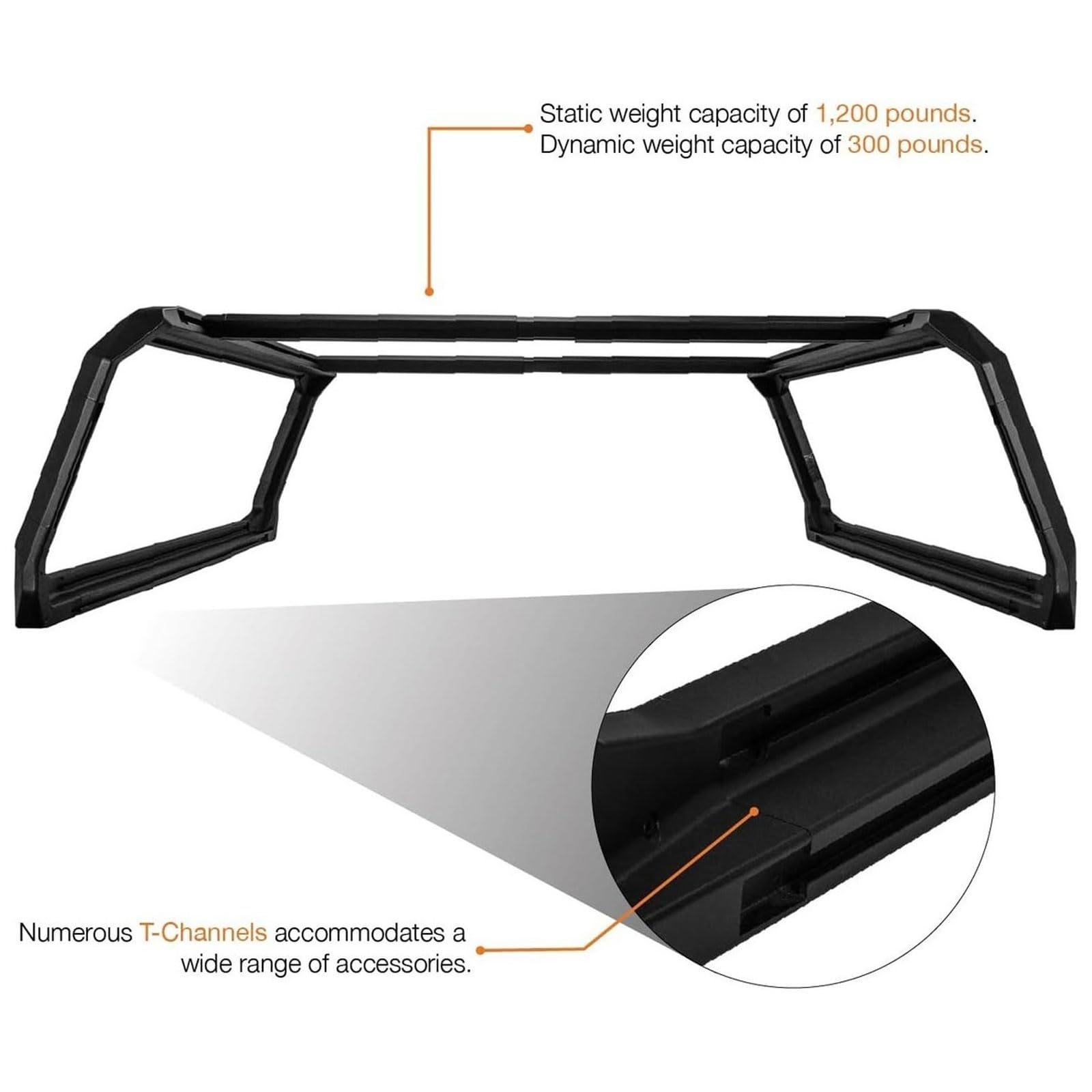 Kuat Ibex Adjustable Durable Lightweight Aluminum Truck Bed Rack - Stainless Steel Hardware Included | 1,200 LBS Static & 300 LBS Dynamic Weight Capacity, IBEXA3 - Mid Size - Short Bed 2