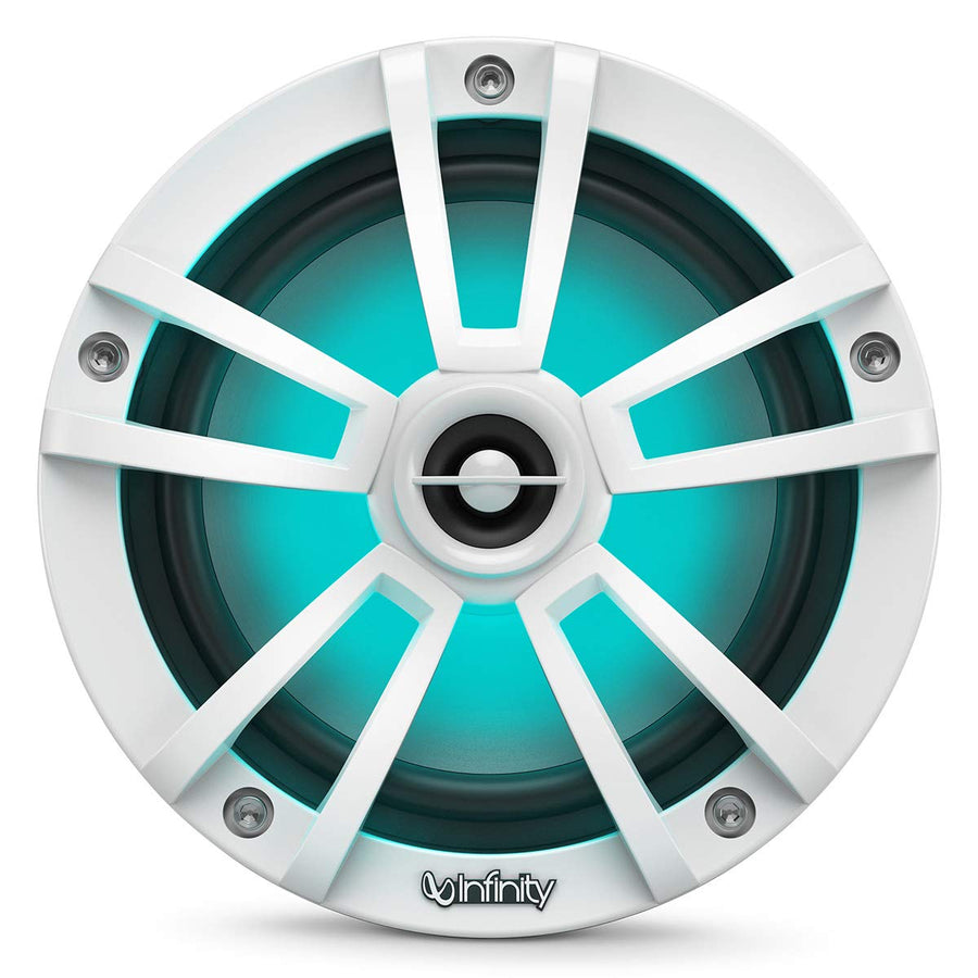 8 Inch Infinity 822MLW Marine RGB LED Coaxial Speakers - White