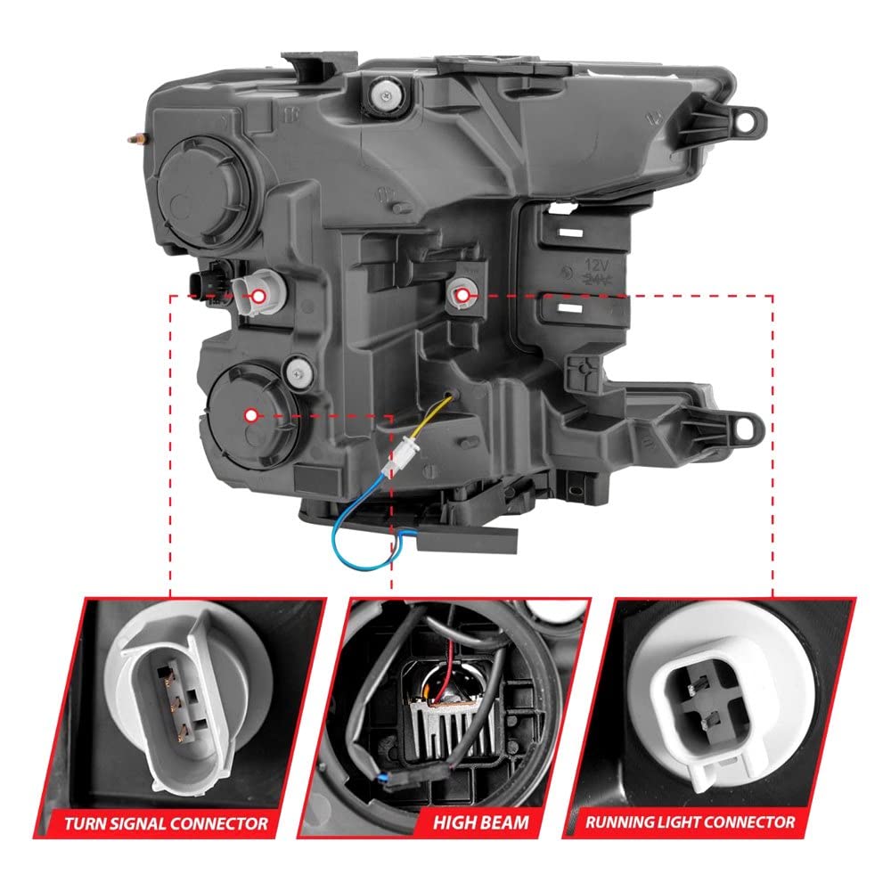 FORD F-150 ANZO USA 18-20 FULL LED PROJECTOR HEADLIGHT W/SMOKE BAR SEQUENTIAL SIGNAL BLACK HOUSING
