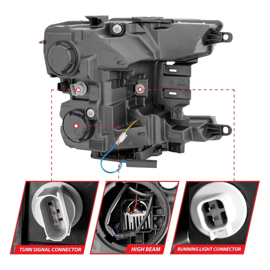 FORD F-150 ANZO USA 18-20 FULL LED PROJECTOR HEADLIGHT W/SMOKE BAR SEQUENTIAL SIGNAL BLACK HOUSING