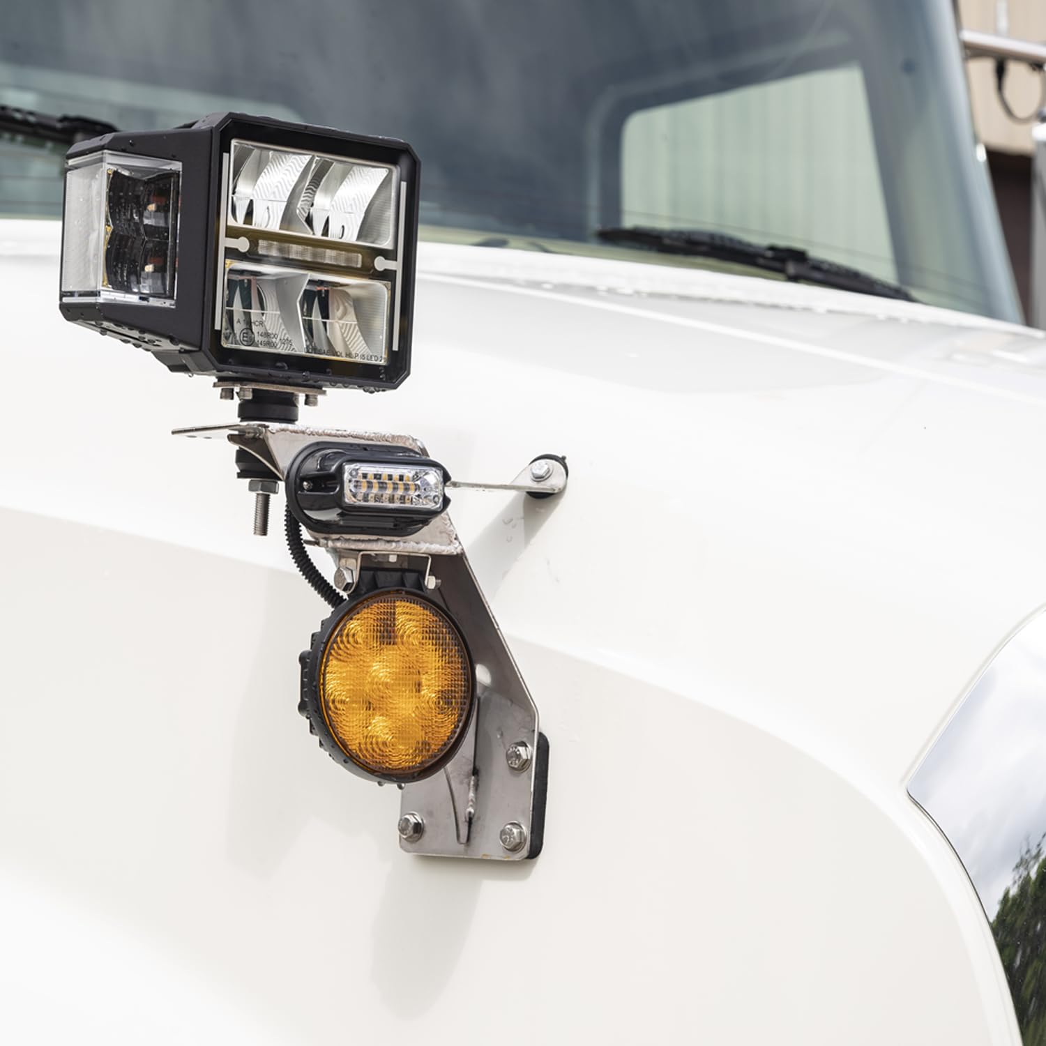 Buyers Products Plow Light Bracket Kit for MACK Granite Trucks 2020+ Use, Durable Stainless Steel Construction, Mounts Easily to Hood, MACK Granite Drump Truck Accessories