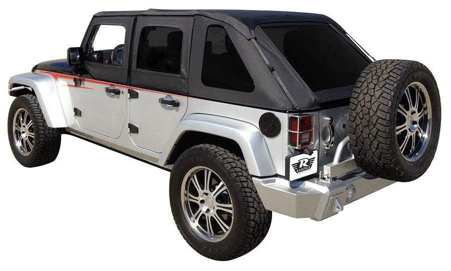 Frameless Trail Top RAMPAGE PRODUCTS for Jeep Wrangler JK | Tinted Windows, Sail Cloth, Black Diamond | 109835 | Fits 2007-2018 Jeep Wrangler JKU 4-Door