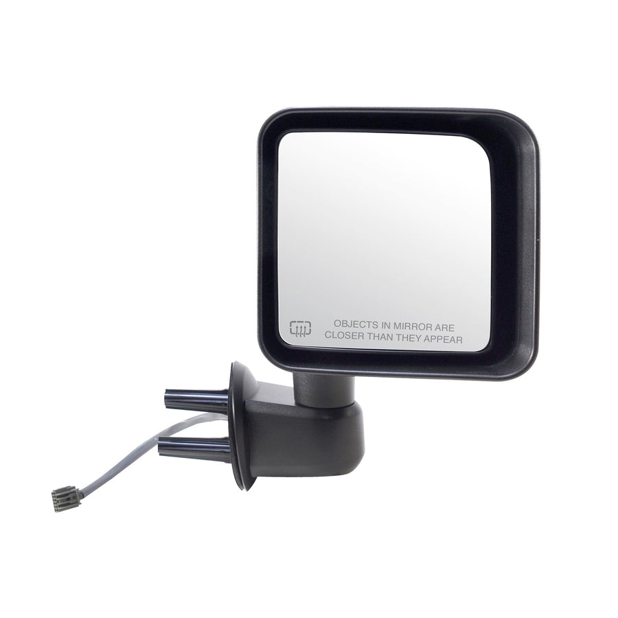 Fit System Mirror Passenger Side for Jeep Wrangler, Textured Black, Heated Power, Foldaway