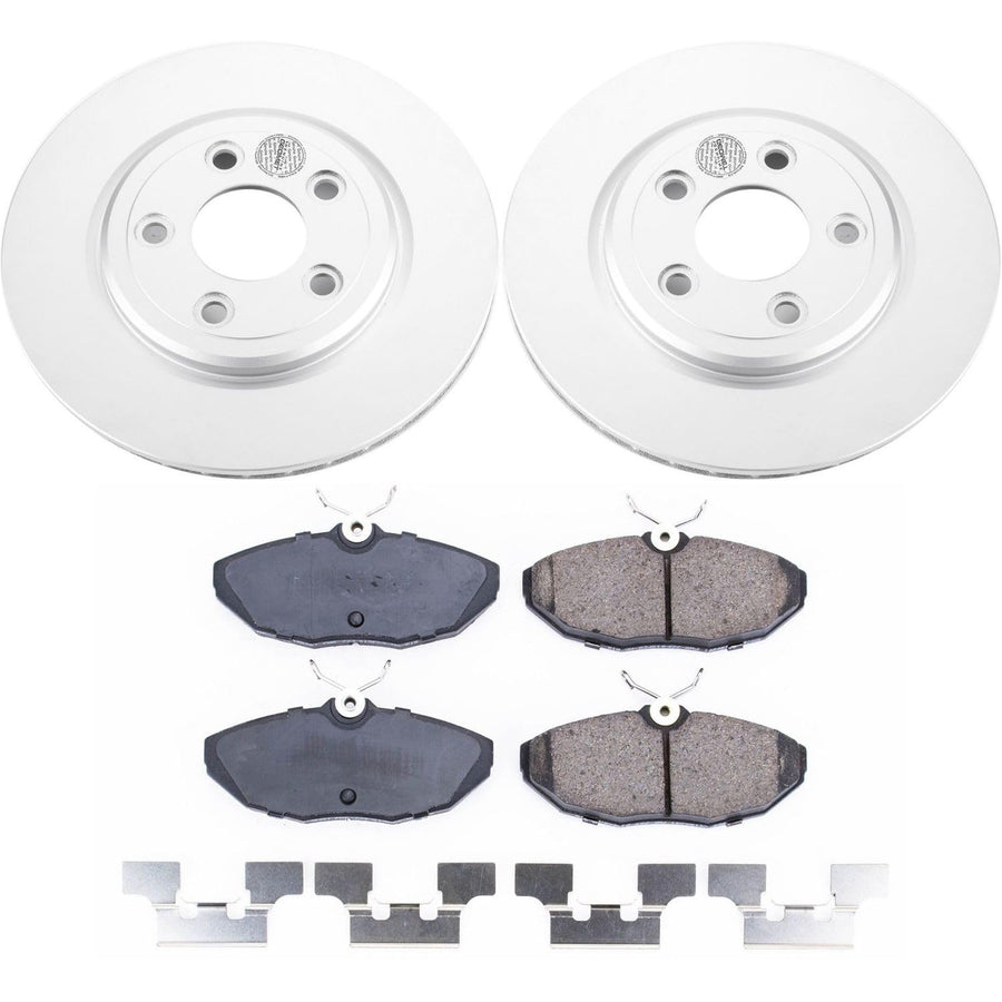 Coated Power Stop CRK1361 Brake Rotor and Ceramic Brake Pads- Rear