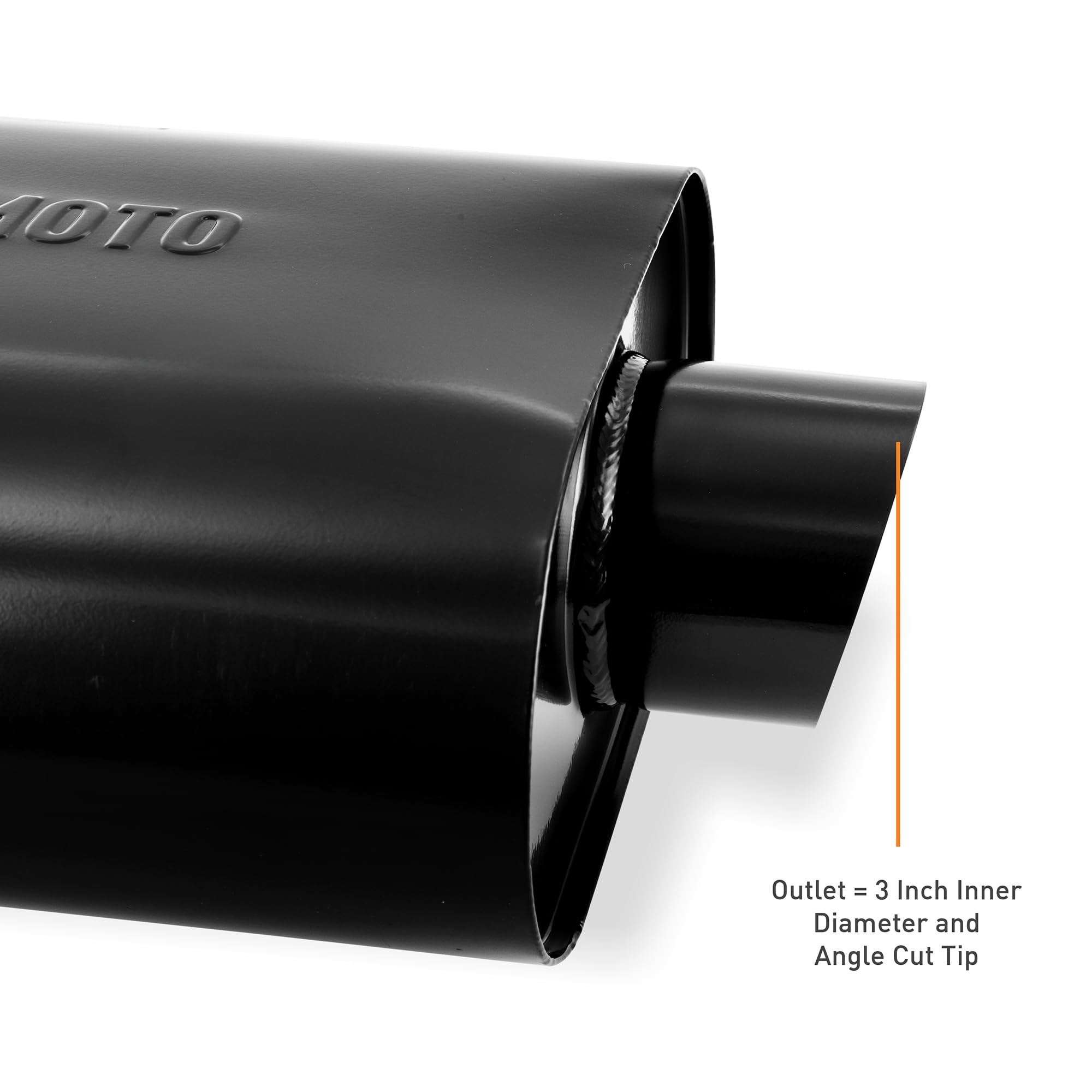 Mishimoto Stainless-Steel Universal Exhaust Muffler, 2.5-Inch, Angle Tip, Black