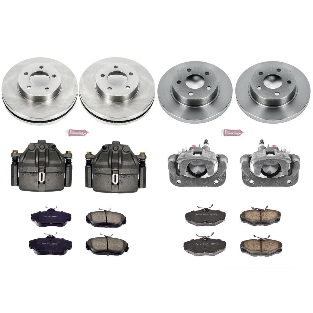Power Stop KCOE1328 Replacement Autospeciality Front and Rear Caliper Kit- OE Rotors, Ceramic Brake Pads, Calipers For Ford Taurus, Lincoln Continental, Mercury Sable [Model Specific]