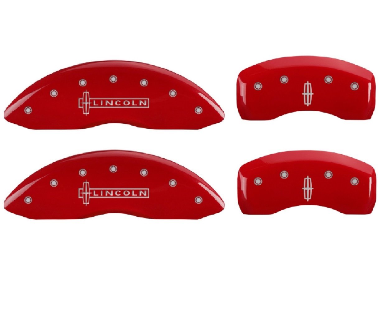 MGP 36023SLCNRD Caliper Covers Red Powder Coat Finish Silver Characters Disc Brake Caliper Cover (Set of 4)