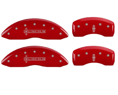 MGP 36023SLCNRD Caliper Covers Red Powder Coat Finish Silver Characters Disc Brake Caliper Cover (Set of 4)