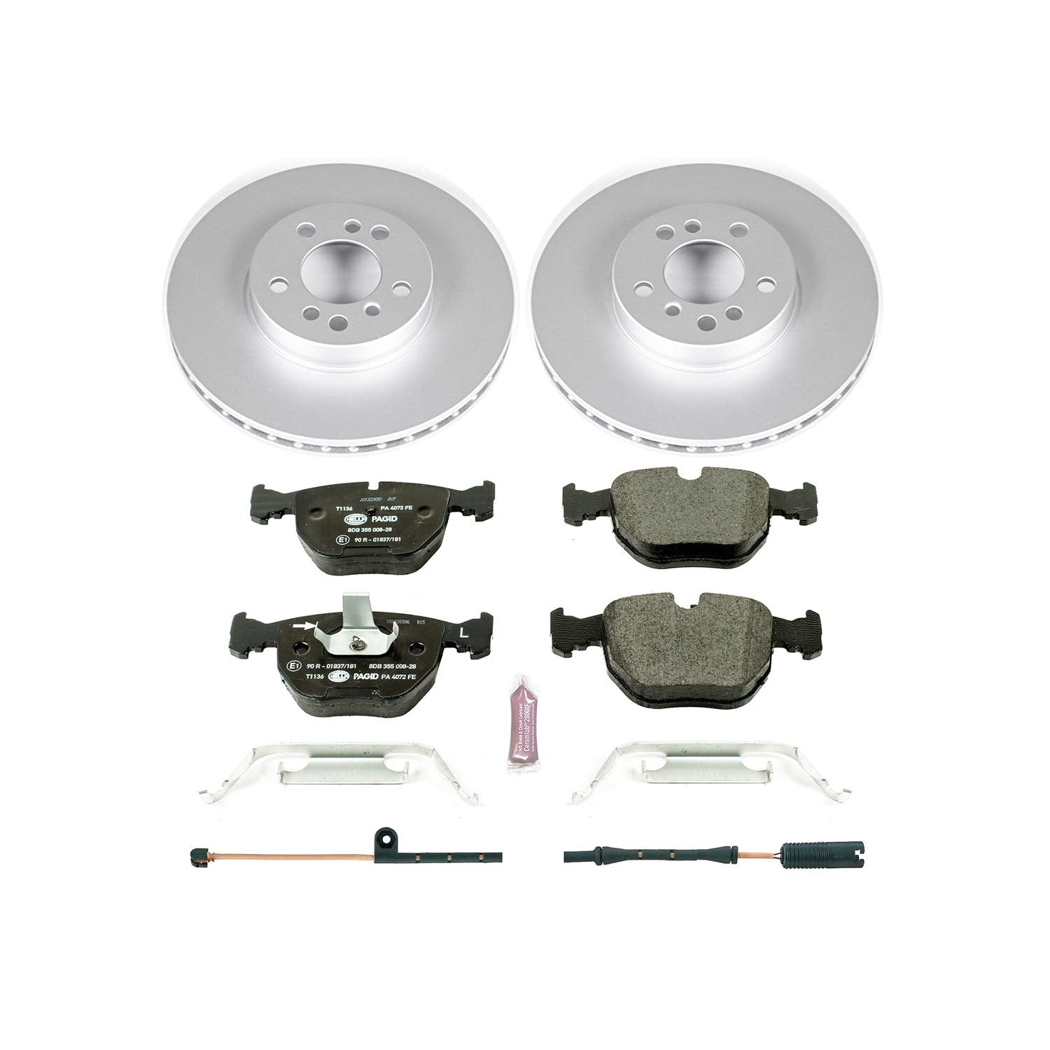 Power Stop ESK879 Euro-Stop Front Brake Kit and 1 Front Sensor Wire For BMW X5 2000-2006 [Model Specific]