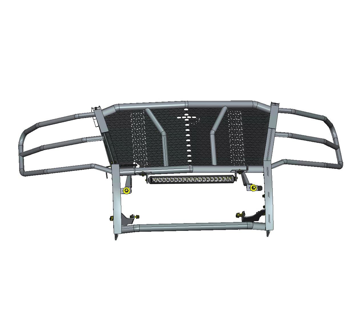 Heavy Duty Black Horse Rugged Grille Brush Bumper Guard Modular Black Come with Single Row LED Light Compatible with 2015-2023 Chevrolet Tahoe|2015-2020 Chevrolet Suburban-RU-CHTA15-B-K2