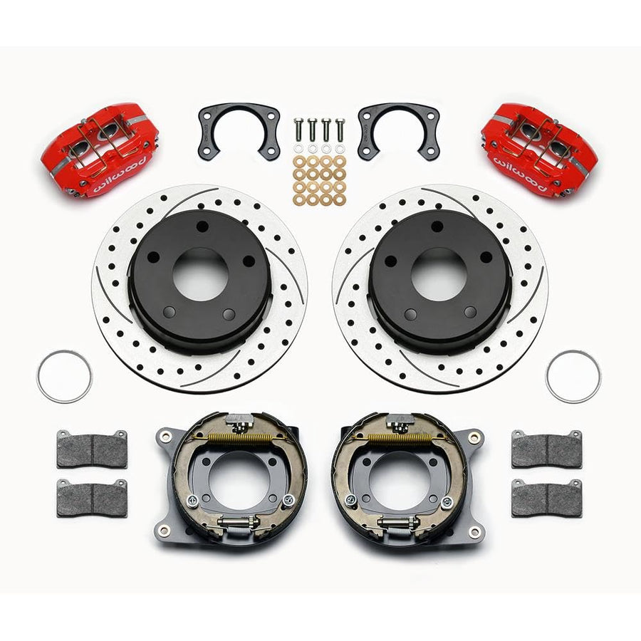DPL P/S Park Brake Kit WILWOOD 140-13664-DR, Drilled, Red Big Ford New 2.38" Off, Bronco 5 x 5.50