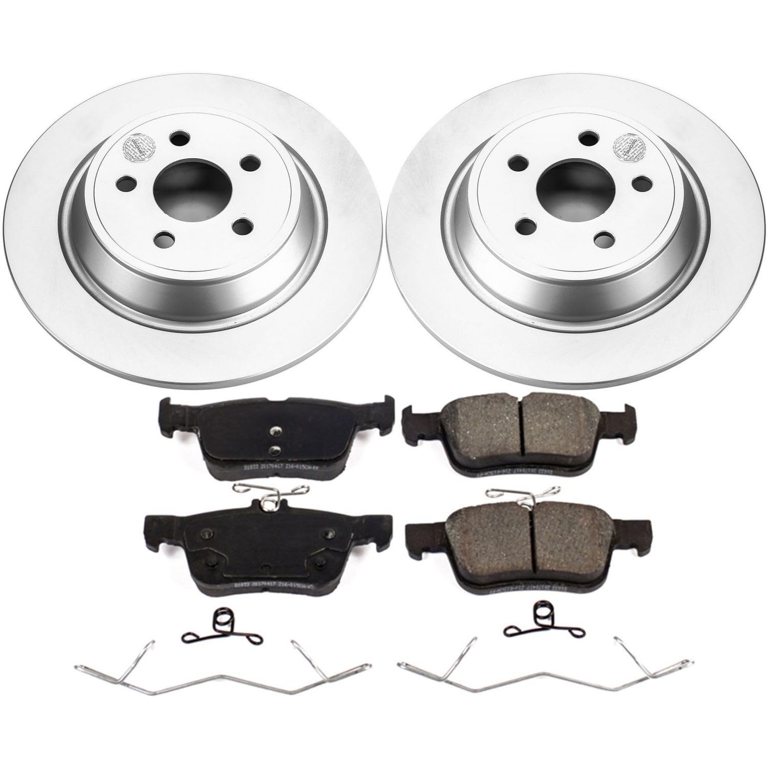 Power Stop CRK7417 Brake Rotor Coated and Ceramic Brake Pads- Rear For Edge, Fusion, Police Responder Hybrid, SSV Plug-In Hybrid, Continental, Nautilus [Model Specific]
