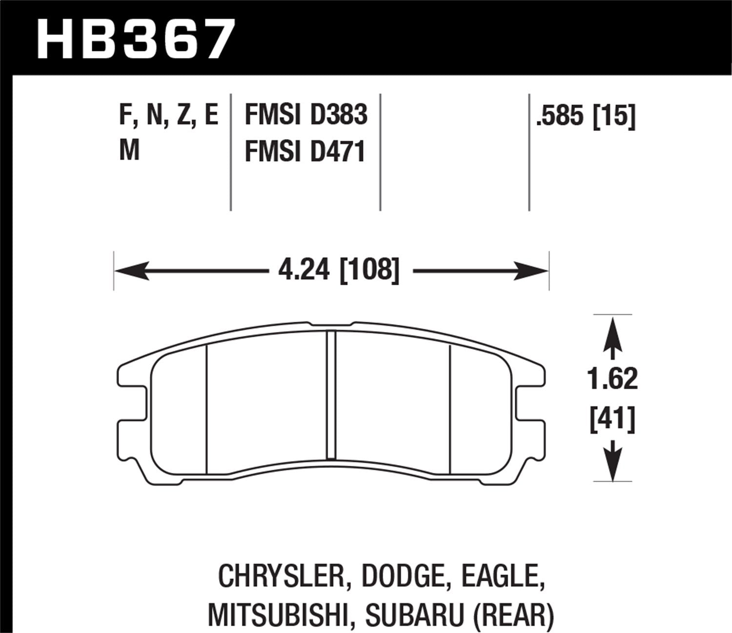 Performance Hawk HB367Z.606 Ceramic Street Brake Pads