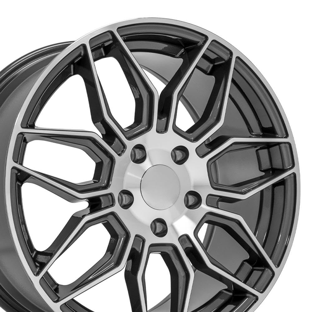 18 Inch OE Wheels CV03C Rim Fits Corvette C8 Z06 Style 5x120.65 18x8.5 Gloss Gunmetal Machined - Hollander 95580 (1)