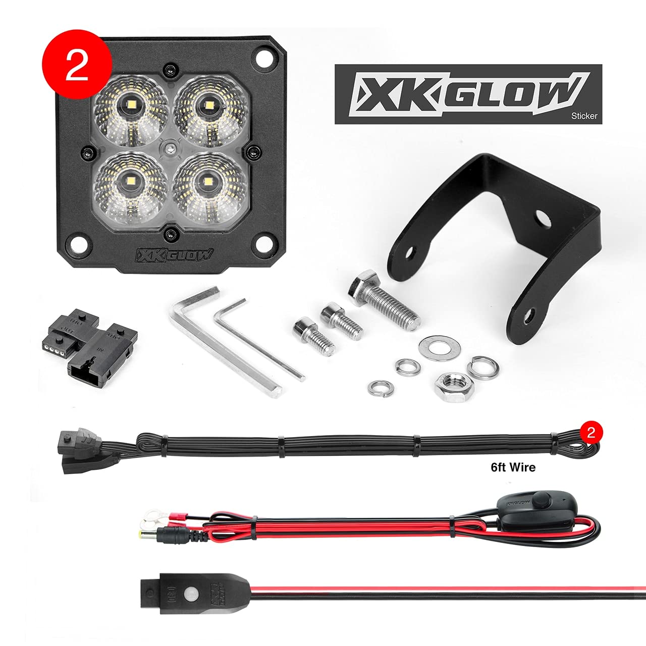 XKGLOW 2PC Flush Mount Cube Light Flood Beam SAE Bluetooth App Control
