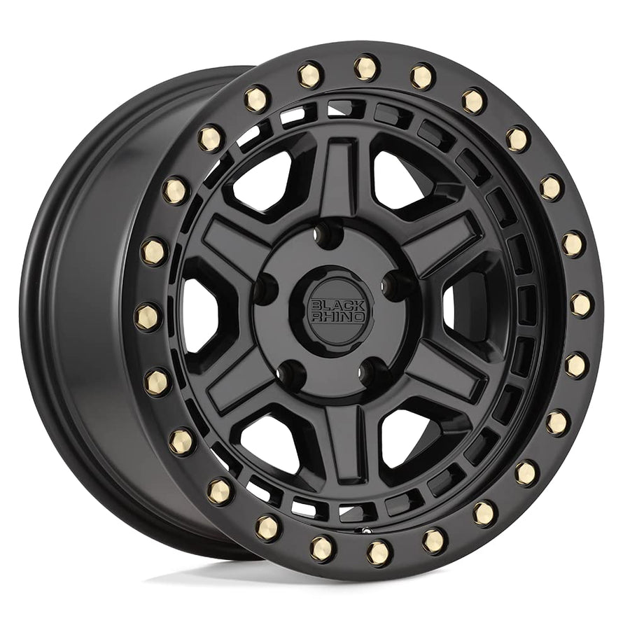 RENO Black Rhino Hard Alloys 17X9 6X5.5 4.53-12mm MATTE BLACK W/BRASS BOLTS - 1790REN-26140M12