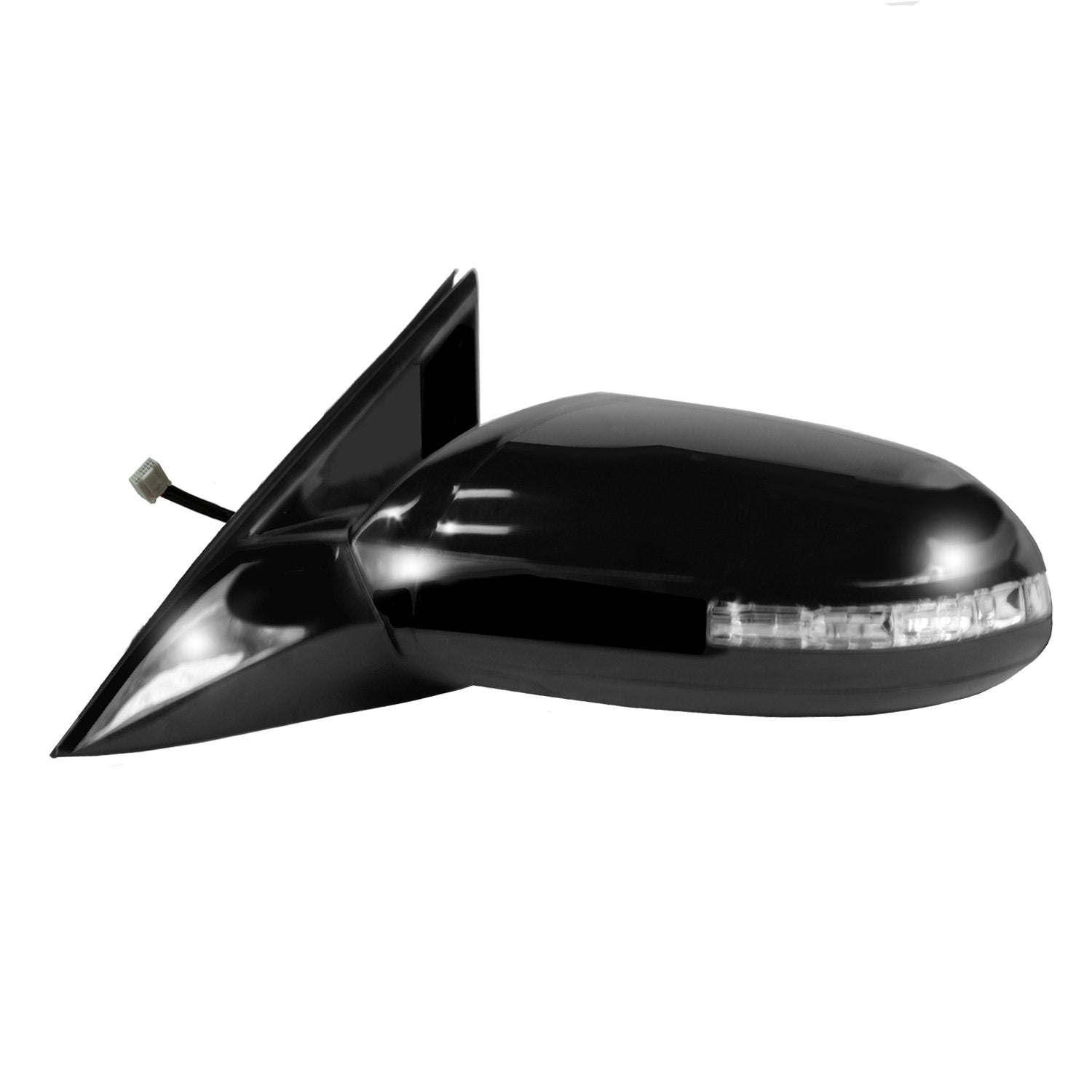 Mirror Driver Side for Nissan Maxima, Black w/PTM Cover, w/Turn Signal, Memory, w/Premium pkg, w/Sport pkg, Foldaway, Heated Power