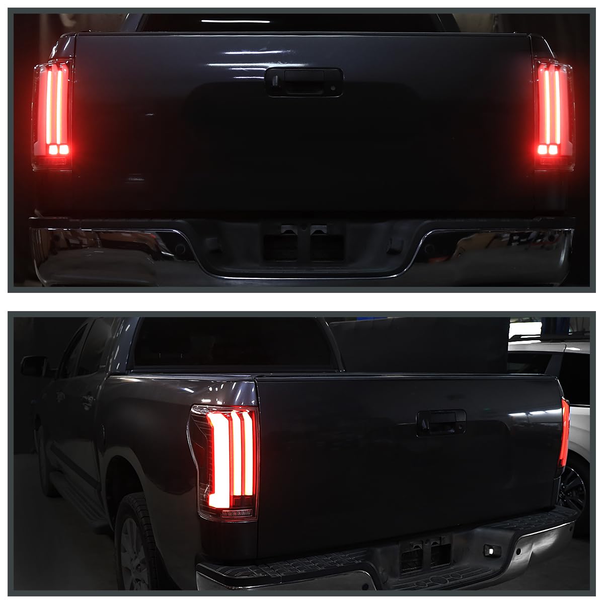 Full LED Sequential Tail Lights SPEC-D TUNING w/White LED Light Bars and Startup Animation Compatible with 2007-2013 Toyota Tundra, Left + Right Pair Assembly